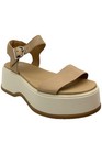 Sorel Women's Dayspring Platform Heeled Sandal Honest Beige/Chalk