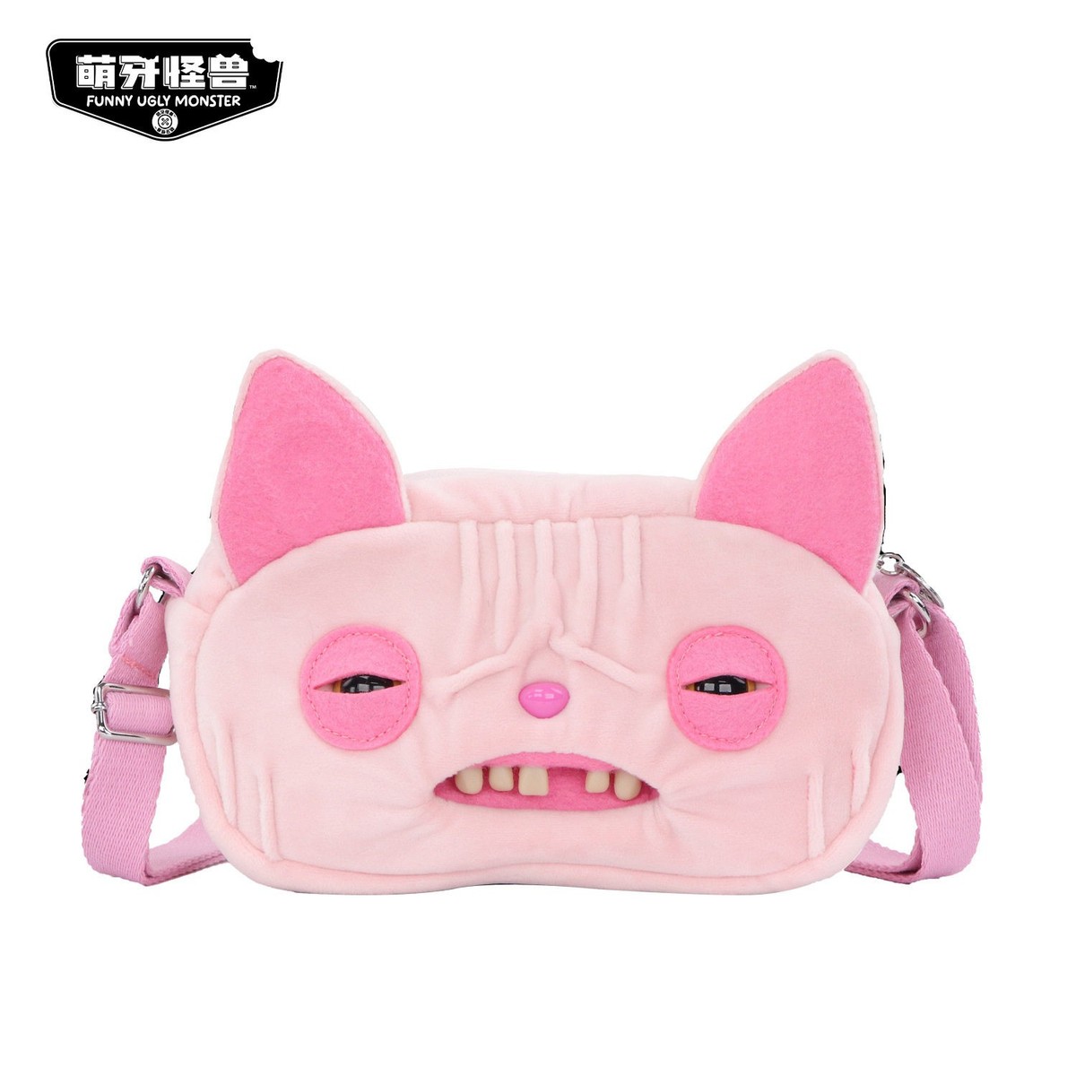 FUGGLER Cute Monster Crossbody Bag Hairless Cat Plush Doll Bag