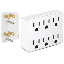 3 Prong Power Strip Outlet Extender, Multi Plug with 6 White