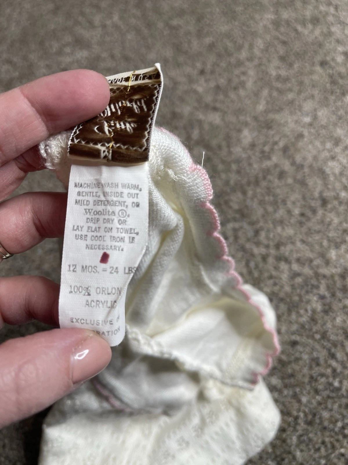 OFF WHITE Abito Vintage Little World Maglia Maglia Off Bianco e Rosa 12 Mesi USA