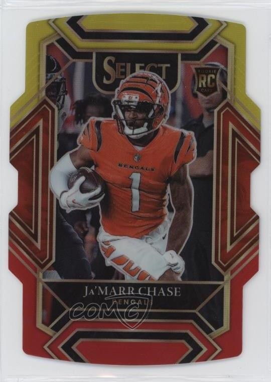2021 Panini Select Club Level Red & Yellow Prizm Die-Cut Ja'Marr Chase Rookie RC