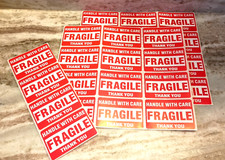 28 FRAGILE Labels Stickers 3" X 2" Red White Rectangle FREE SHIPPING