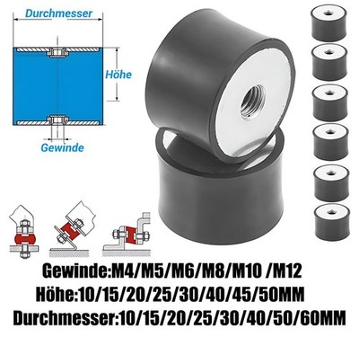 Gummipuffer Schwingungsdämpfer Silentblock Gummi-Metall-Puffer M4 M5 M6 ~ M12