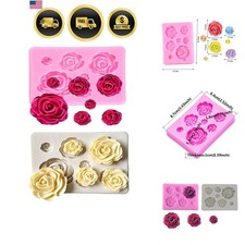 2PCS Rose Flowers silicone molds Cake Chocolate Mold wedding Cake Decorating ...