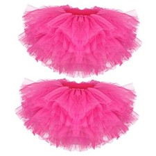 Tutu Skirt Women Adult Classic Elastic 5 Layered Short Tulle One Size Rose