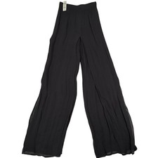 Vintage 90s Sheer Overlay Pants Sz 4 Black Slim Eve Wide Leg Palazzo USA NWT