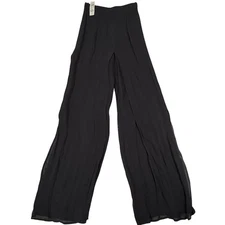 Vintage 90s Sheer Overlay Pants Sz 4 Black Slim Eve Wide Leg Palazzo USA NWT