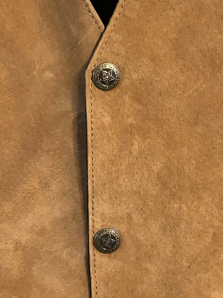 Scully Men's XL Suede Leather Western Vest Brown Tan Snap Front - Image 3 of 4