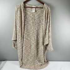 Free People Tan Cream Marled Knit Slouchy Open Front Cardigan Women's Size OS