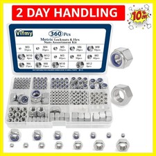 Metric Hex Nuts Locknuts Assortment Kit360Pcs M3 M4 M5 M6 M8 M10 M12 Stainles...