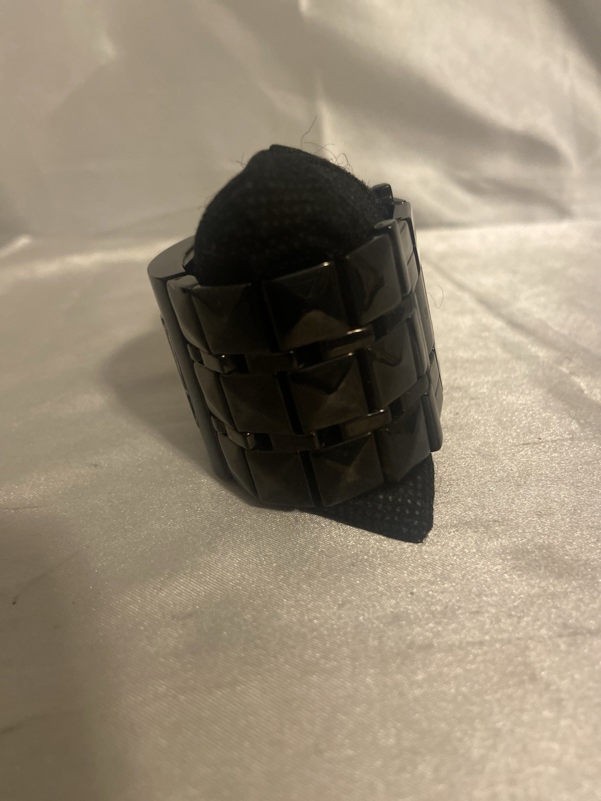 Vintage GUESS Black Studdeded Rectangular Metal W… - image 4