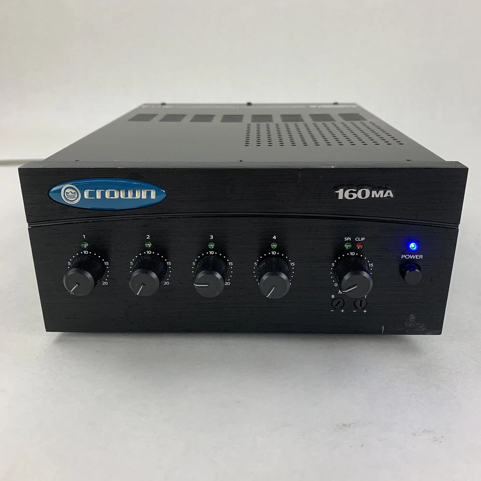 Crown 160MA Commercial Mixer Amplifier 4 Input 60W Ohm 1-2 Power Tested - Image 2 of 4