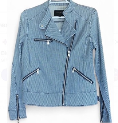 Banana Republic Striped Denim Moto Jacket Size Small