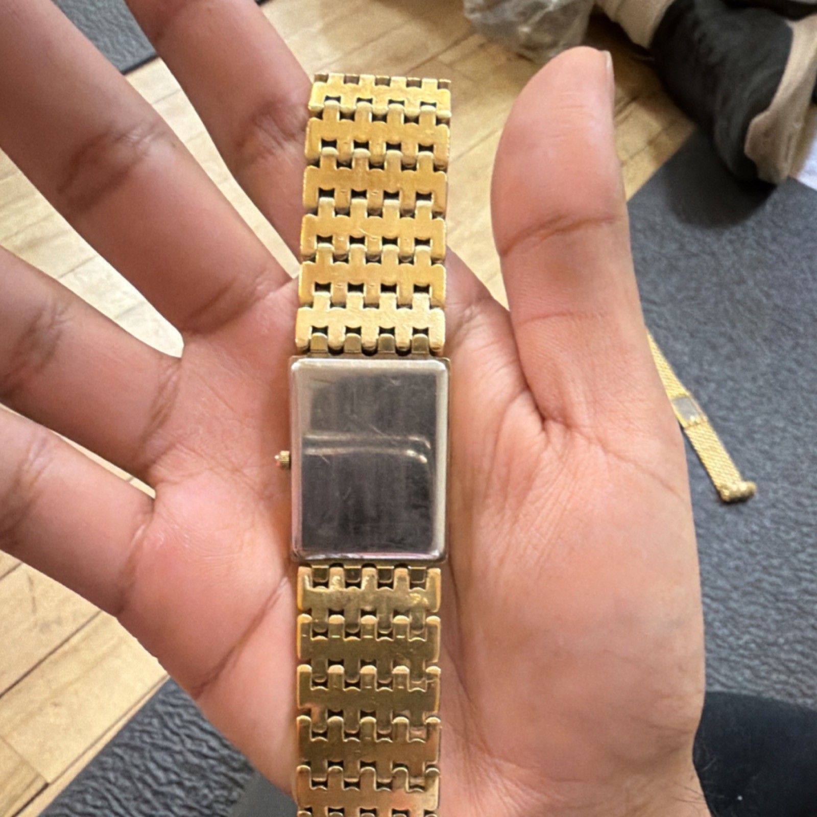 Wittnauer Gold Rectangular Wristwatch Gemstone Ma… - image 2