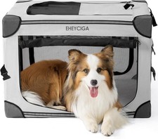 EHEYCIGA 30" Collapsible Portable Travel Medium Dog Crate Pet Kennel in Grey NEW