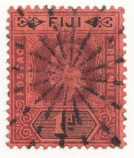 FIJI KEVII 1d SG116 - Usato - Francobollo SOTN Suva Sunburst perfetto