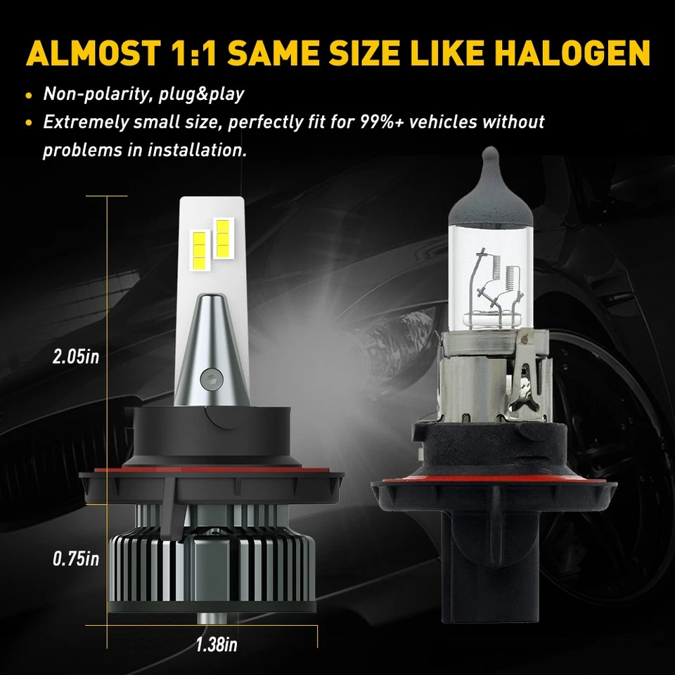 for Dodge Challenger Headlight Bulb LED 2009-2014 9008 H13 Low High Beam 1-10Set - Image 4 of 4