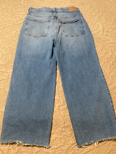 Madewell $138 Perfect Vintage Wide-Leg Crop Jean Hallstead Wash Size 31 Raw Hem - Picture 9 of 11