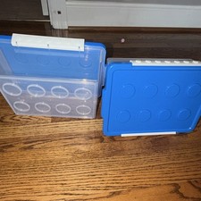 2-Pack Clear Plastic Rectangular Storage Containers 5.8L w/ Blue Snap Lids