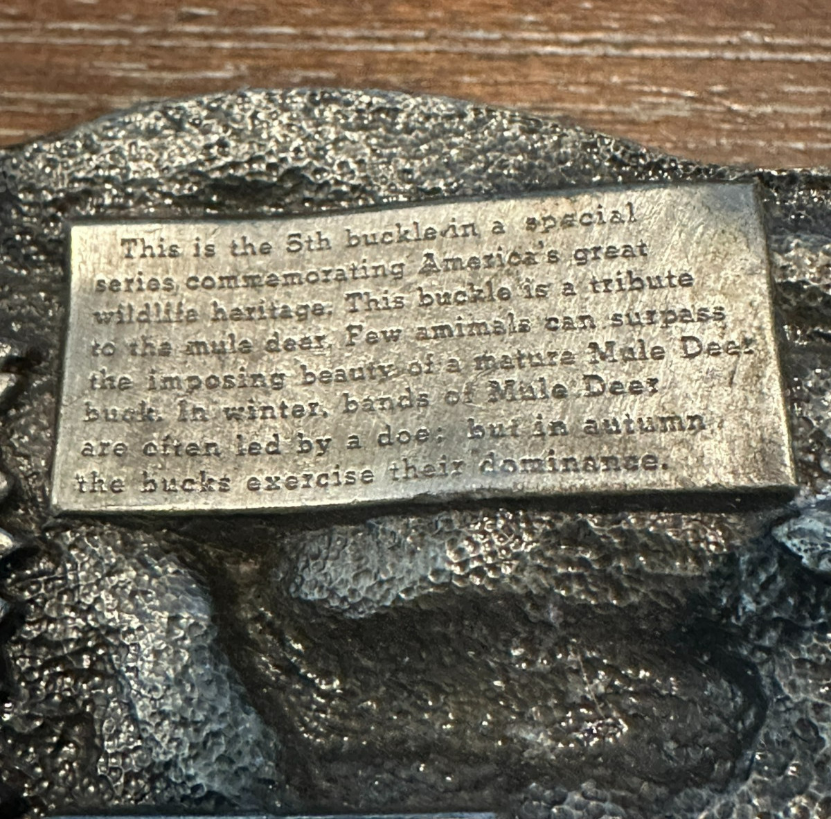 American Wildlife 1986 Commemorative Buckle MULE DEER 908/2500 Siskiyou