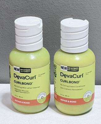 DevaCurl Curlbond Re-Coiling Repair Bond Lather Cleanser Conditioner 3oz Travel
