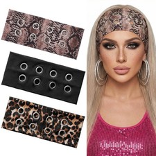 3Pcs Grommet Headband for Hollow Out Eyelets Grunge Wide Headbands Punk Grung...