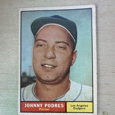 Topps 1961 Johnny Podres #109 Los Angeles Dodgers MLB Baseball Base Set Card