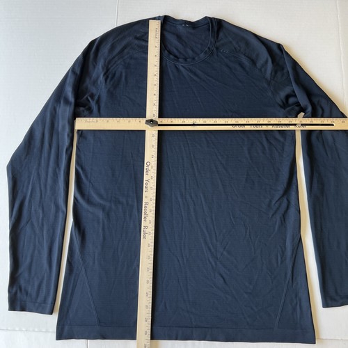 Lululemon Chemise Manches Longues Homme Large Bleu Marine Gym Running Performance - Photo 1/5