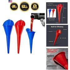2-Pack Long Neck Oil Funnel, No-Spill Design with Spill Saver Lip for Cars, T...