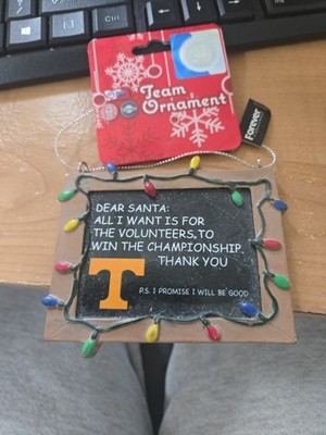 Tennessee Volunteers UT Vols Dear Santa Team Christmas Ornament Licensed w/ Tag