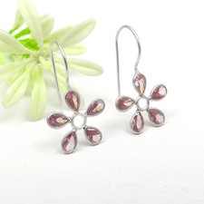 Pear Natural Cubic Zirconia Solid Sterling Silver New Drop Dangle Bezel Earrings