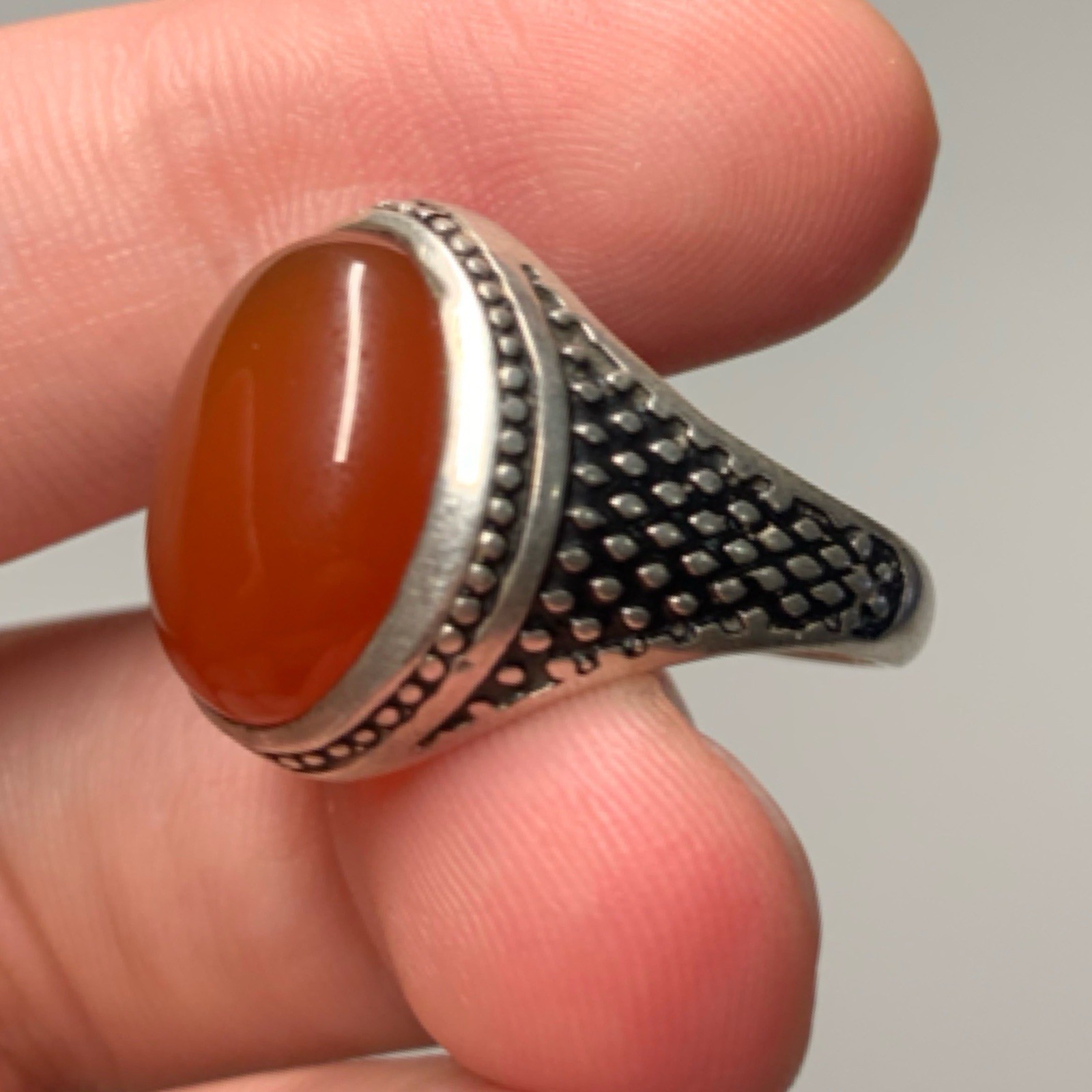 Stunning vintage solid silver ring beautiful agat… - image 6