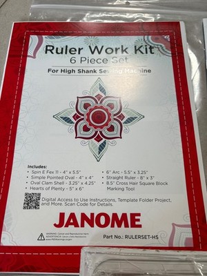 Janome Ruler Work Kit 7 Piece Quilting Templates/Stencils Set with DVD