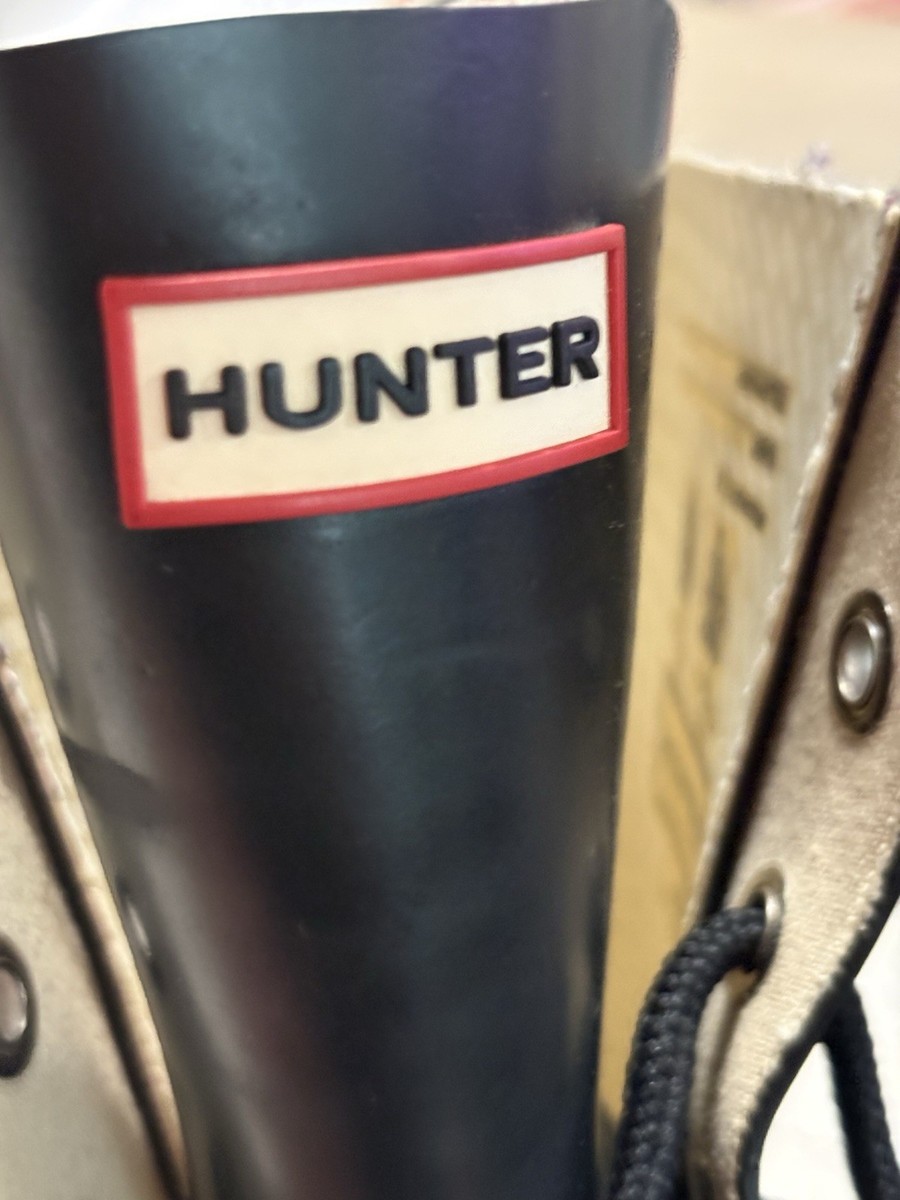 Hunter Men’s Black Rubber Lace-Up Ankle Rain Boots Round Toe View 5
