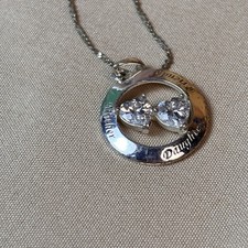 DESIGNER LA STERLING SILVER AND CLEAR CZ MOTHER DAUGHTER FRIENDS PENDANT B61
