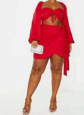 Pretty little thing NWT Red Off Shoulder bodycon Women’s Size Dress 14