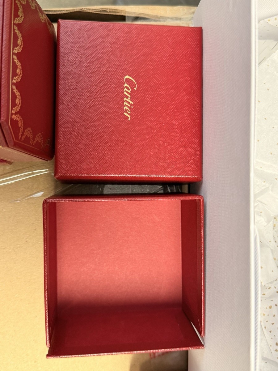 3 Cartier Jewelry Box & Gift Box Set, Lined Square Red/White