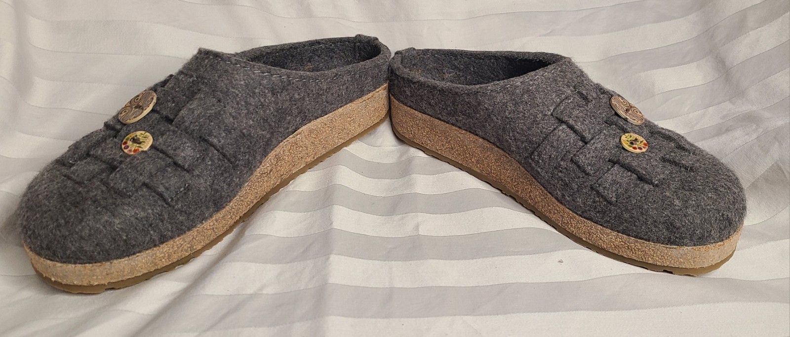 Heflinger Gray Wool Clogs Button Detail Size 38/7… - image 5