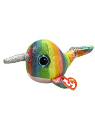 Ty Beanie Boos - Nori the Narwhal, Glitter Eyes, MWMT Stuffed Animal Toy