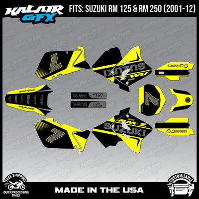 Graphics Kit for Suzuki RM 125 RM250 (2001-2012) Reflex Series-YELLOW