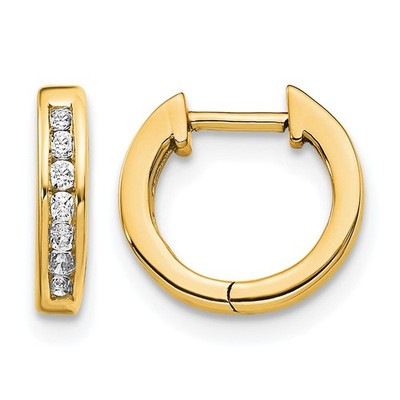 14k Gelbgold 1/8 Kt Runde Lab Grown Diamant VS/SI + G + Klapp Creolen