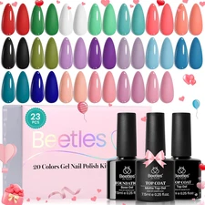 Beetles Gel Nail Polish Set, 23pcs Gel Polish Kit, 20 Colors Pink Green Blue Uv
