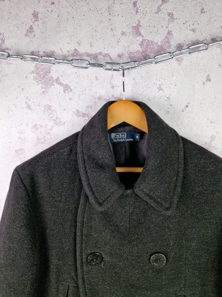 Chaqueta gabardina vintage Polo Ralph Lauren para hombre de lana de lujo Y2K clásica rara Foto 2 de 4