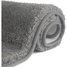 Rutschfester Badteppich 80x150cm Grau Mikrofasern, Waschbar, wasserabsorbierend