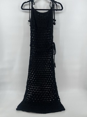 NWT Lulus Crochet Maxi Dress Women's Size Medium Black