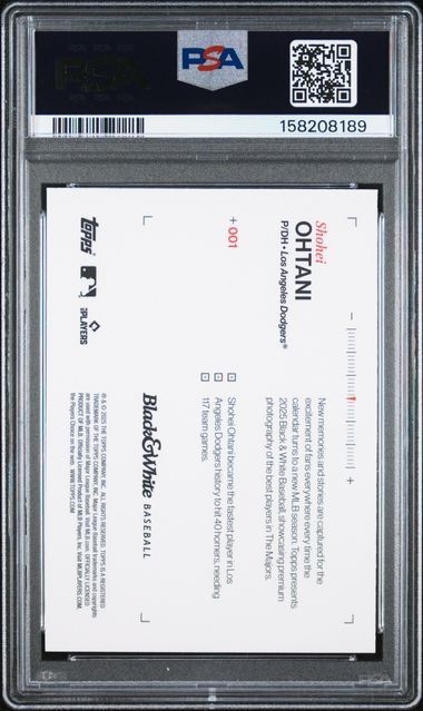 2025 TOPPS BLACK AND WHITE SHOHEI OHTANI 1 PSA 9 view 2