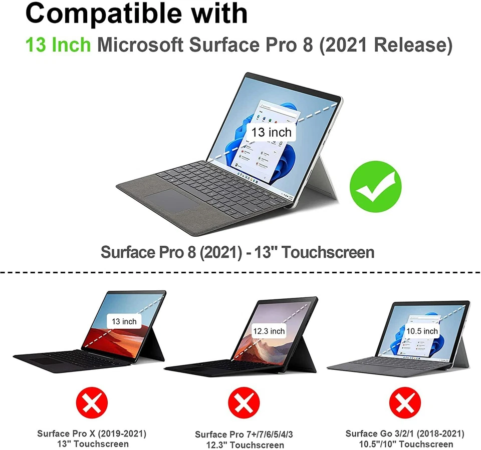 For Microsoft Surface Pro 8 2021 Multiple Angle Case Portfolio Business Cover - Image 2 of 4