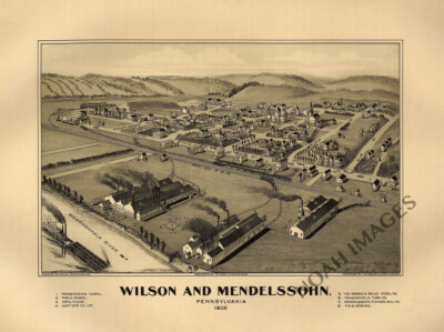 Panoramic Map of Wilson and Mendelssohn Pennsylvania 16x20