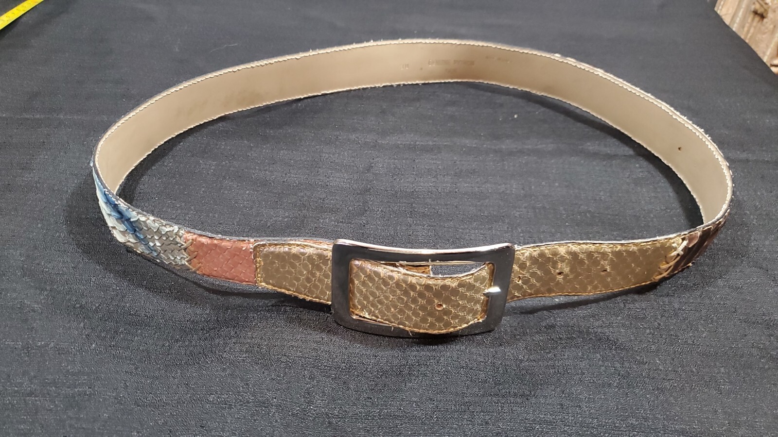 genuine python skin belt multi color bintage belt… - image 4