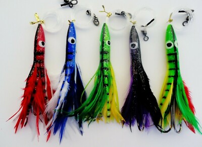 1 - 10 Pieces 5'' Rigged 1.5oz Tuna Clone Feather Trolling Fishing Lures